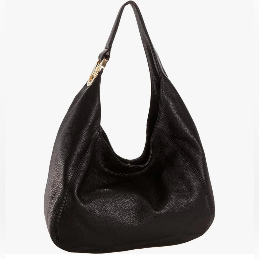 MICHAEL Michael Kors Fulton Black Leather Hobo Bag Purse - Picture 4 of 15